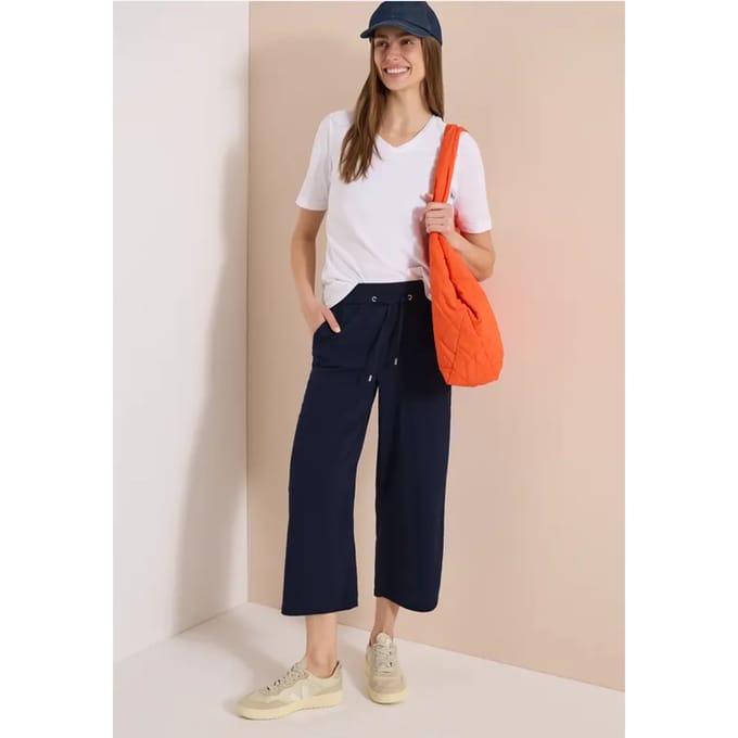 3/4 Wide Legs broek in seersucker kwaliteit
