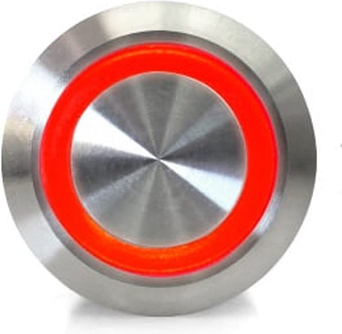 OTRONICÂ® Drukknop | aan-uit self lock | 5V LED Rood | RVS | 12mm