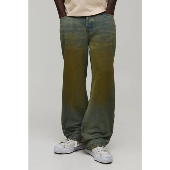 Relaxed Getinte Jeans | Green | Size 28
