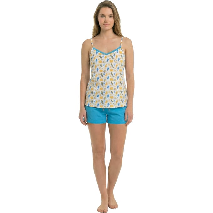 Dames Zomerpyjama met Dunne Bandjes in Katoen KL45200