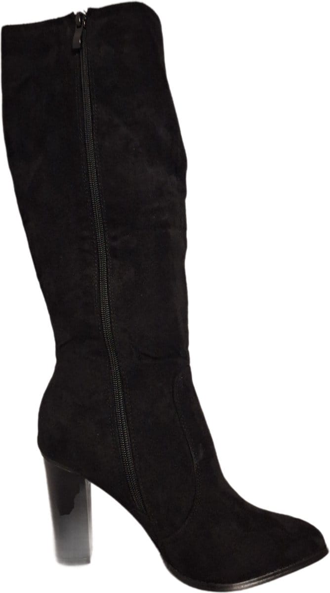 JUMEX-KLASSIEKE LAARS-IMITATIESUEDE-HAK 7 CM -BLACK-40