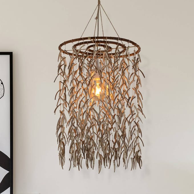 Näve Hanglamp Kokos van echte kokosnoot, 55 cm