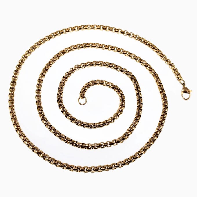 80cm x 2mm Jasseron Ketting Unisex - Stalen Goudkleur