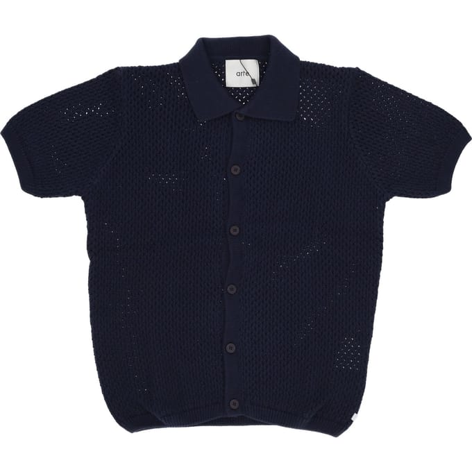 Shirt Sleeve korte man haak breiknop Shirt Navy