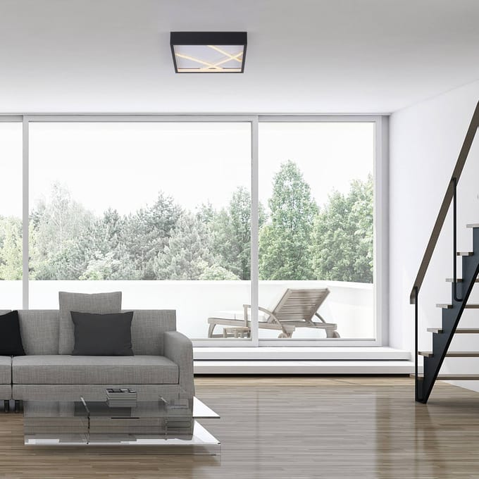 JUST LIGHT. GmbH JUST LIGHT. LED plafondlamp Mikado, 30 x 30 cm, zwart