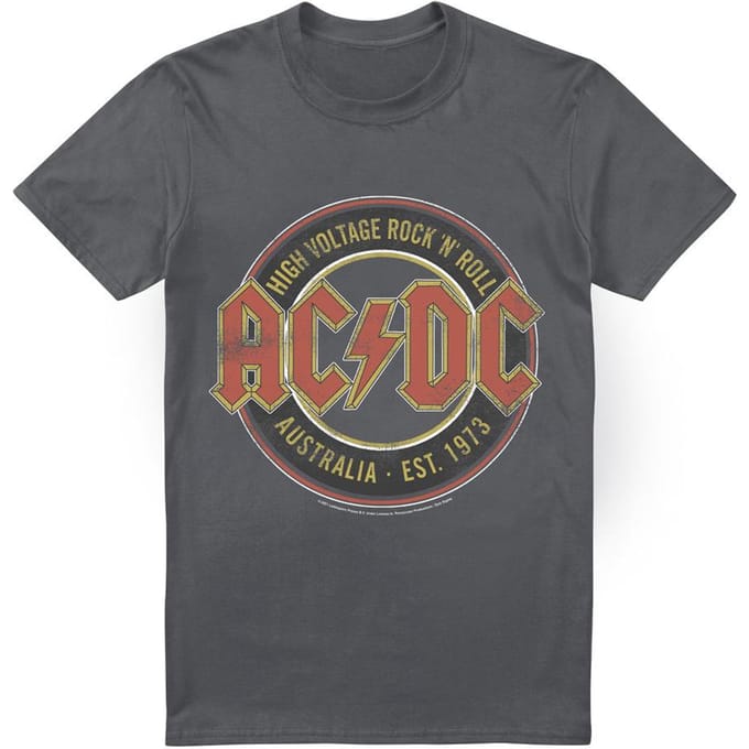 AC/DC Heren Schatting ´73 T-Shirt (Houtskool)