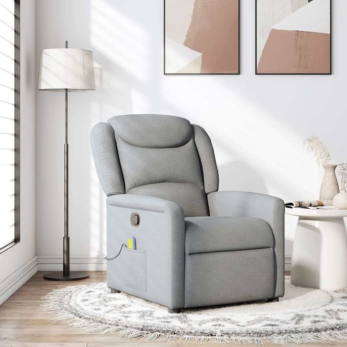 vidaXL - Massagestoel - verstelbaar - stof - lichtgrijs
