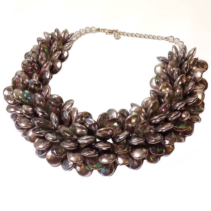 Statement Ketting Multiparel Druppel Collier Grijs/Zilver