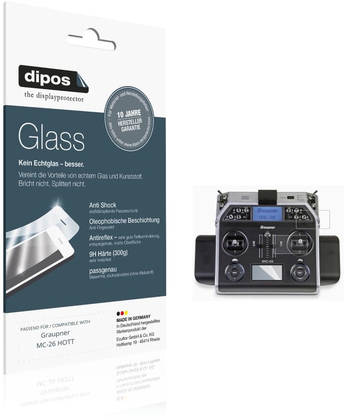 dipos – 2x Matte Pantserfolie geschikt voor Graupner MC-26 HOTT | 9H Screenprotector