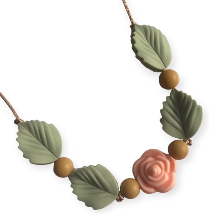 Kinderketting | Bijtketting | Blad | Pistasche | Peach | Vanaf 3 jaar!