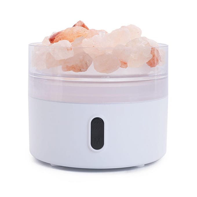 Zoutlamp Diffuser Luchtbevochtiger Meerkleurig Kristalzoutlamp USB Desktop Essentiële Olie Diffuser white