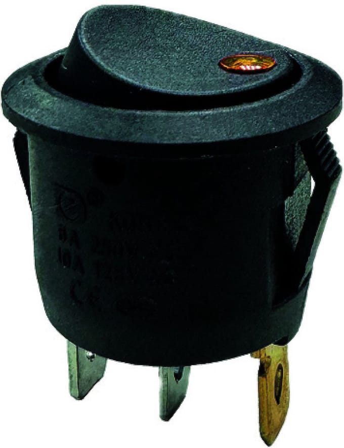 Wipschakelaar amber aan - uit, 12V, 10A, 20mm, led in blister