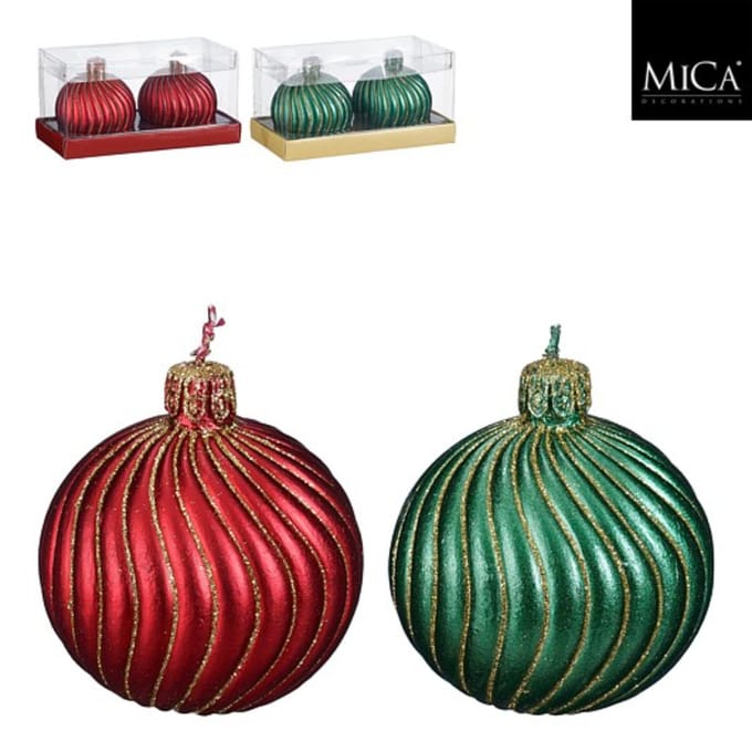 Kaars kerstbal rood groen 2 asst 2 stuks h7,5xd7,5