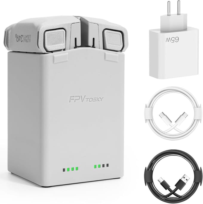 Professionele acculader voor DJI Mini 3/4 Pro - 65 W snellaadhub met dubbele accu's