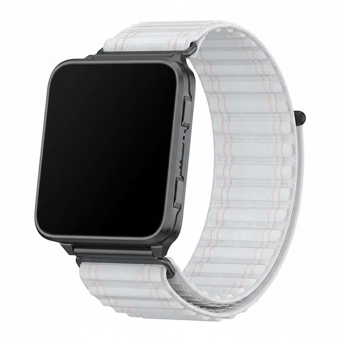 Nylon loop bandje - geschikt voor Garmin Venu X1 - klittenbandsluiting - wit