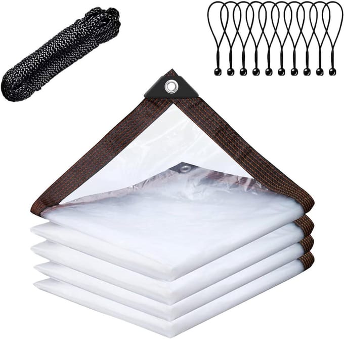 Dekzeil Transparant - Afdekzeil Waterdicht - Bescherming Buiten - Randversterking - 1.5x2m - Transparant