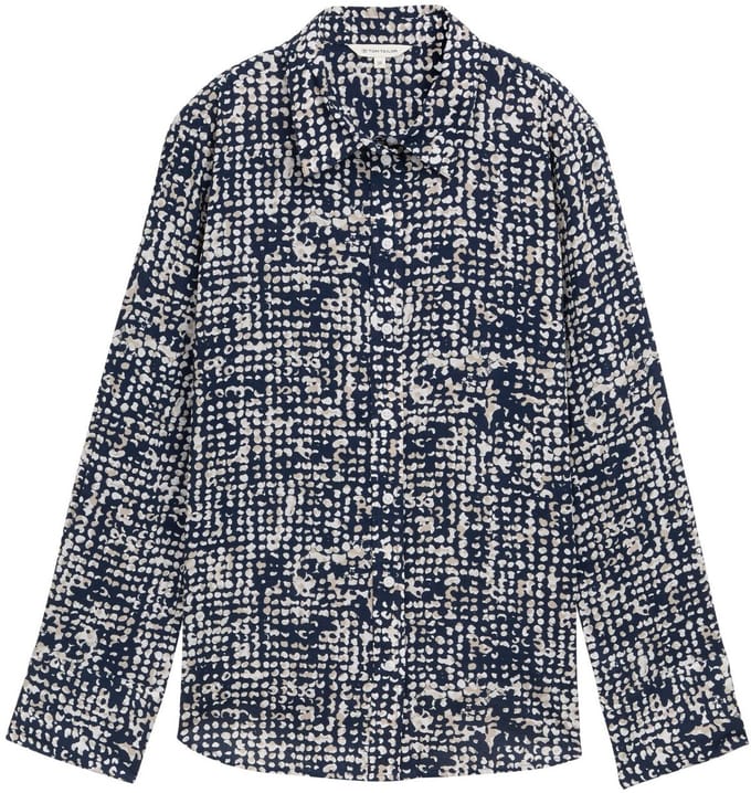 Tom Tailor - Overhemdblouse met patroon - Maat 40 - navy abstract dot design