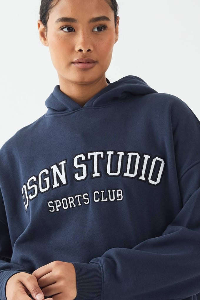 Dames DSGN Studio Applique Oversized Hoodie | Marineblauw | Maat: 2XL