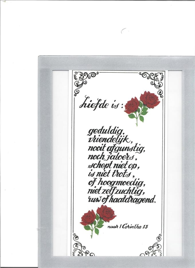 Gedicht Liefde is...... in Passepartout