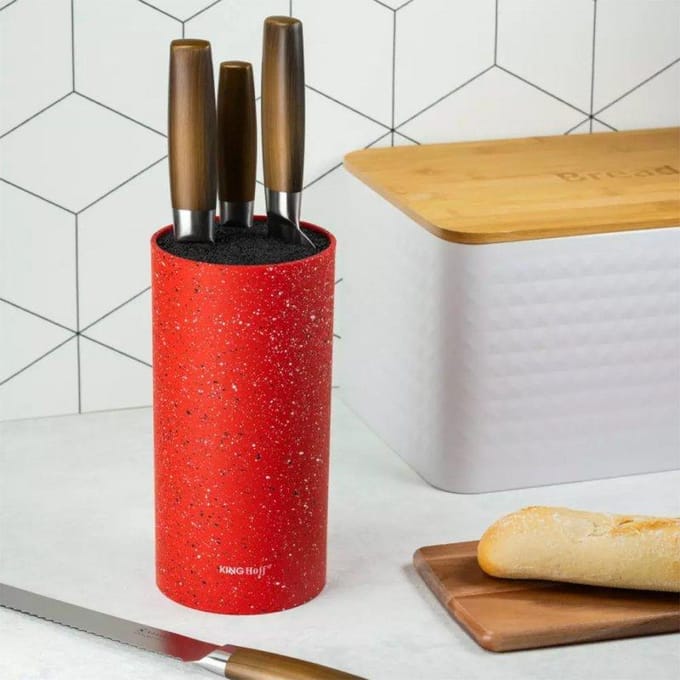 Kinghoff - Messenblok - Marmeren Coating - 11x22cm - Rood