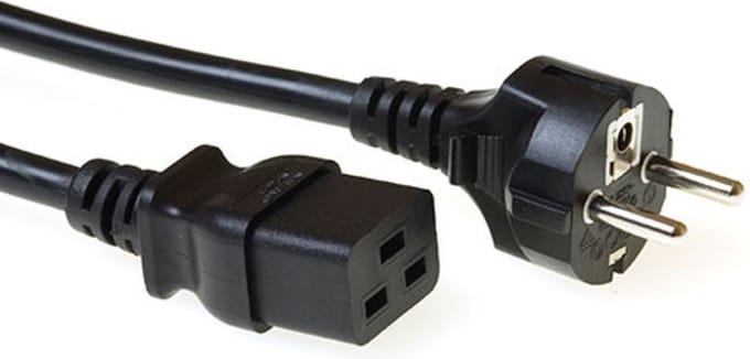 ACT Netsnoer Schuko CEE 7/7 male (recht) - C19 IEC 60320 zwart 2 m AK5412