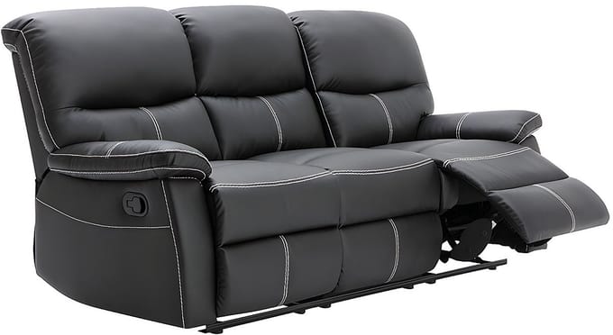Vente-unique Driezitsbank en relaxfauteuil CANBY - Kunstleer - Zwart