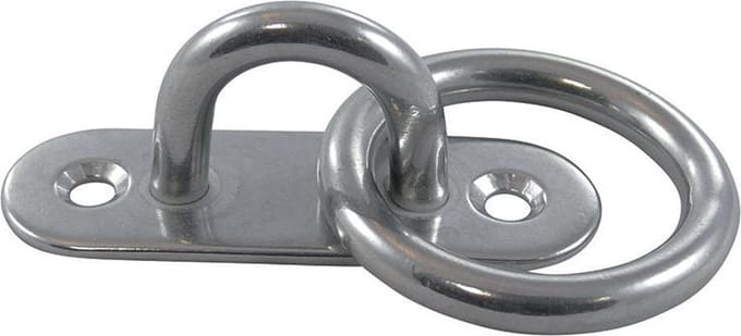 RVS Bevestigingsplaat met ring en langwerpige grondplaat D=80mm