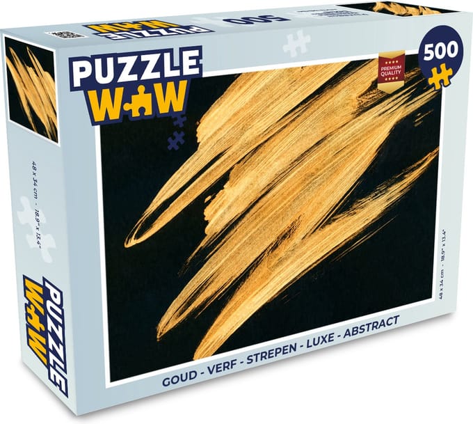 Puzzel Goud - Verf - Strepen - Luxe - Abstract - Legpuzzel - Puzzel 500 stukjes