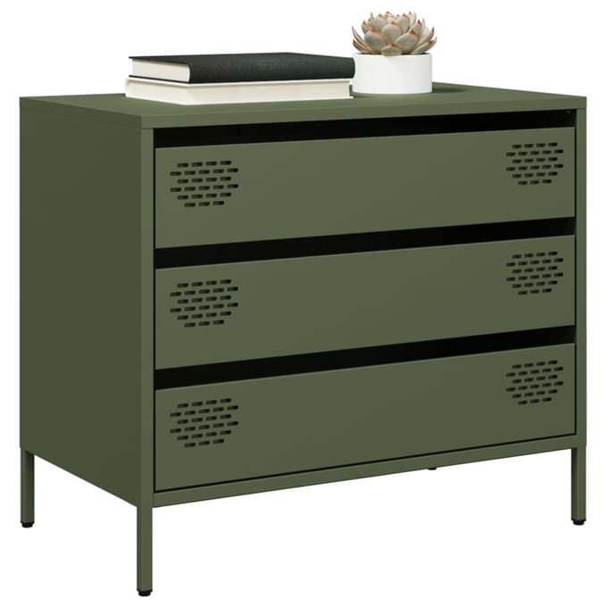 vidaXL - Dressoir - 68x39x58,5 - cm - koudgewalst - staal - olijfgroen