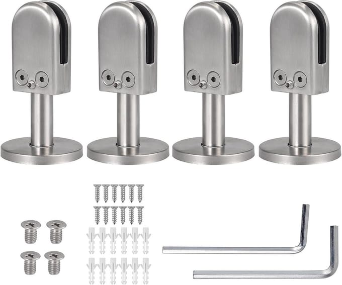 Glasklemmen - Glasbevestiging - Balustrade Bevestigen - Verstelbaar - 4 stuks - Zilver
