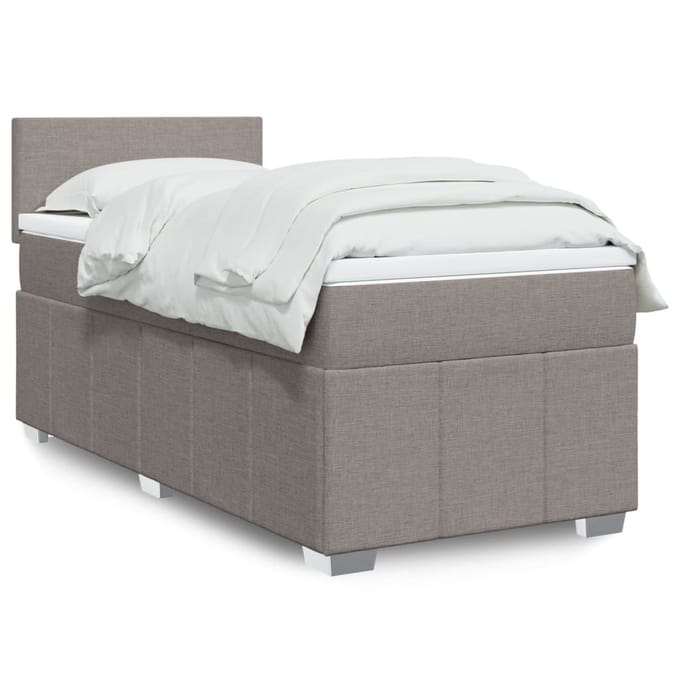 vidaXL - Boxspring - met - matras - stof - taupe - 90x200 - cm