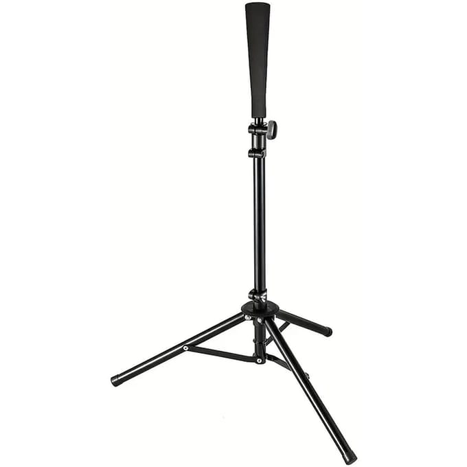 Baseball Hitting Driehoek Tee met Elastische Rubberen Top Verstelbare Hoogte 70-118cm Stabiele Driehoek black