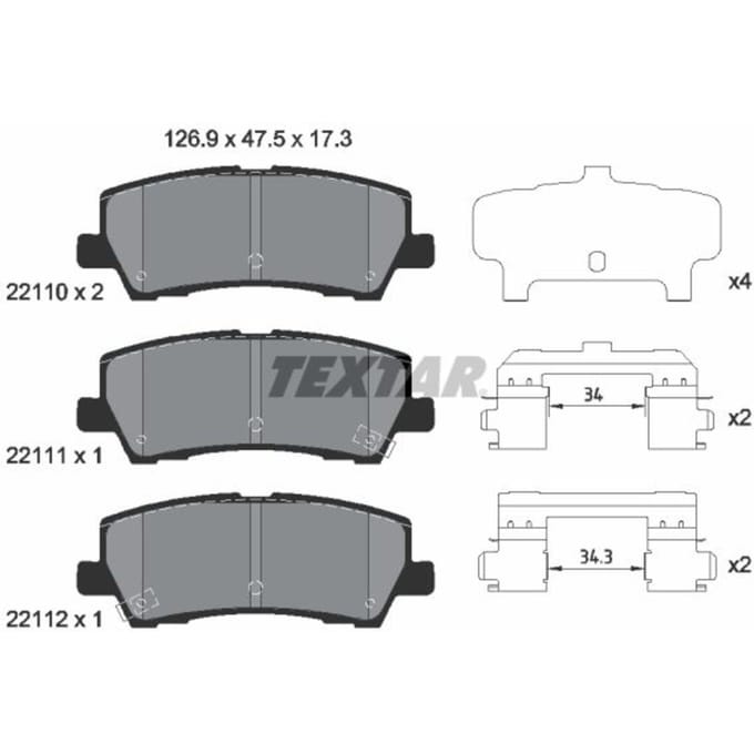 Remblokset TEXTAR 2211003, achter