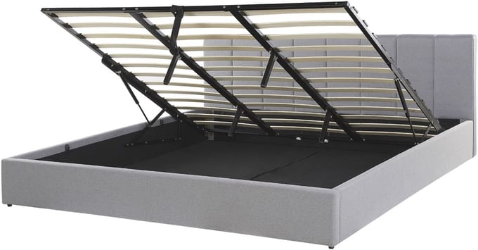 DREUX - Bed met opbergruimte - Lichtgrijs - 180 x 200 cm - Polyester