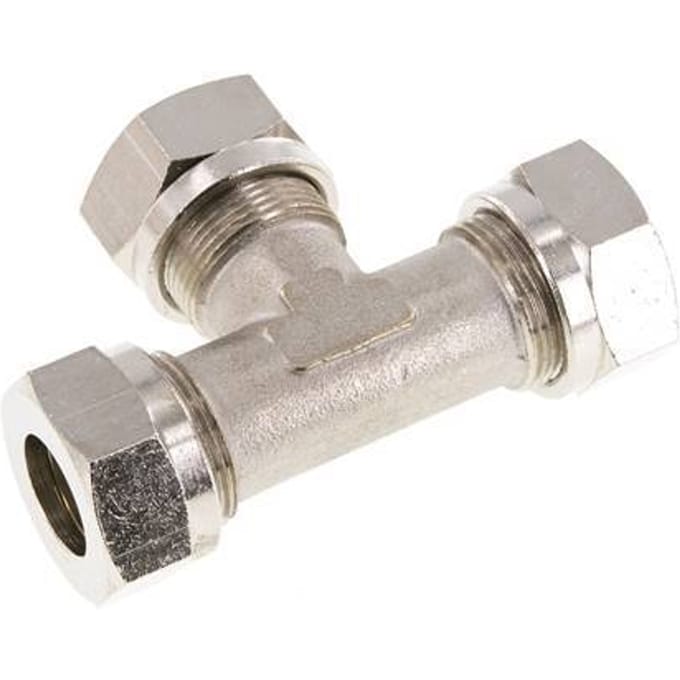 18L Vernikkeld Brass T-stuk Snijringkoppeling 65bar ISO 8434-1