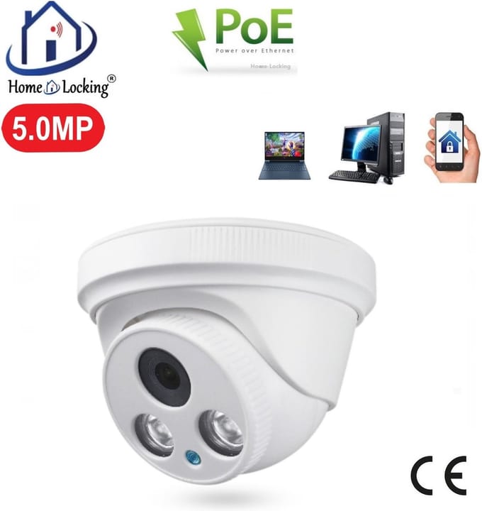 Home-Locking POE IP-camera dome (metaal) met bewegingsdetectie 5.0MP.C-1257
