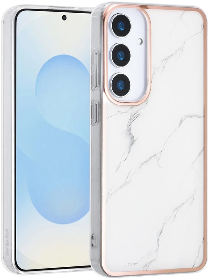 TPU Back Cover hoesje - Marble Wit Print - Geschikt voor: Samsung Galaxy S25 Plus