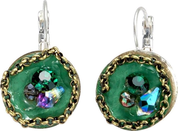 Behave Oorhangers dames groen rond vintage design