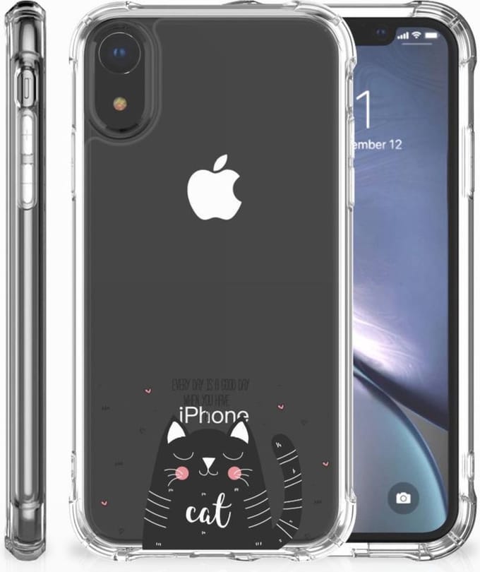 Back Cover voor Apple iPhone Xr Stevig Bumper Hoesje Cat Good Day