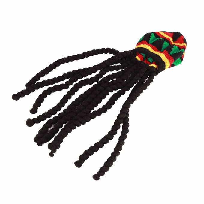 Dreadlocks Pruik Muts Ademende Gebreide Baret Muts met Lange Zwarte Dreadlocks Pruik voor Zomer Winter black