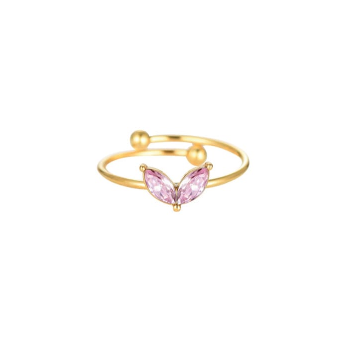 Bijoutheek Ring (Sieraad) Leaves Pink One Size