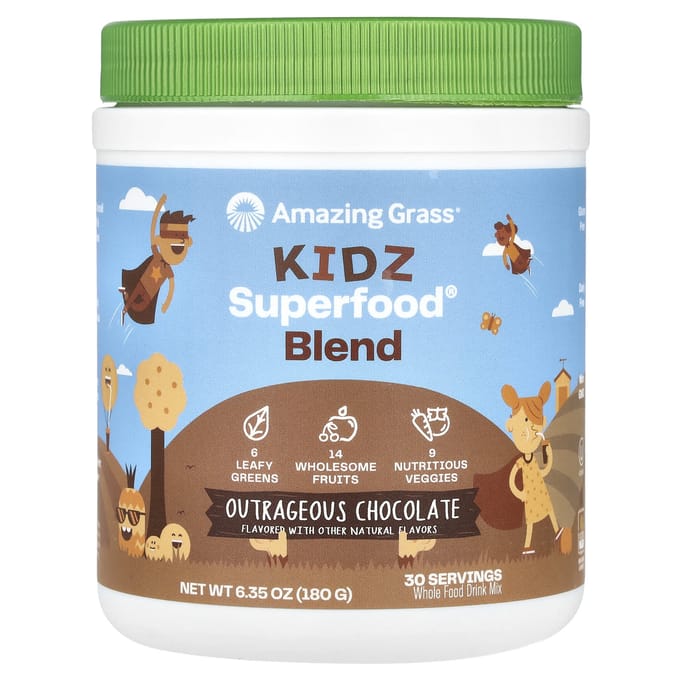 Amazing Grass, Superaliment pour enfants, saveur riche en chocolat, 6,35 oz (180g)