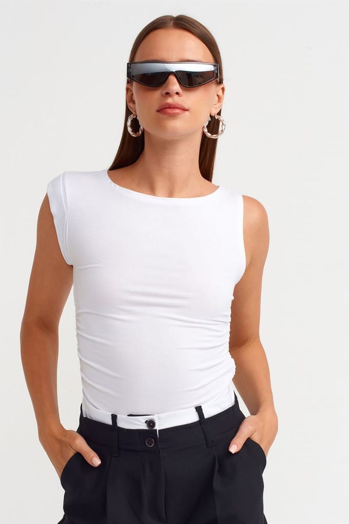 Mouwloze Boothals Slim-fit Blouse