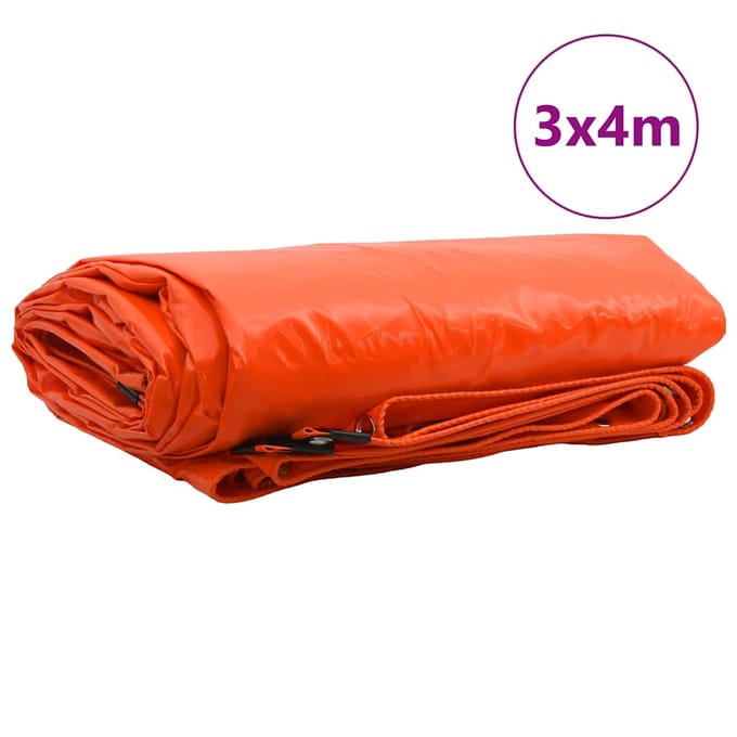 vidaXL - Zeil - 650g - / - m² - Oranje - 3 - x - 4 - m - Canvas - met - PVC-coating