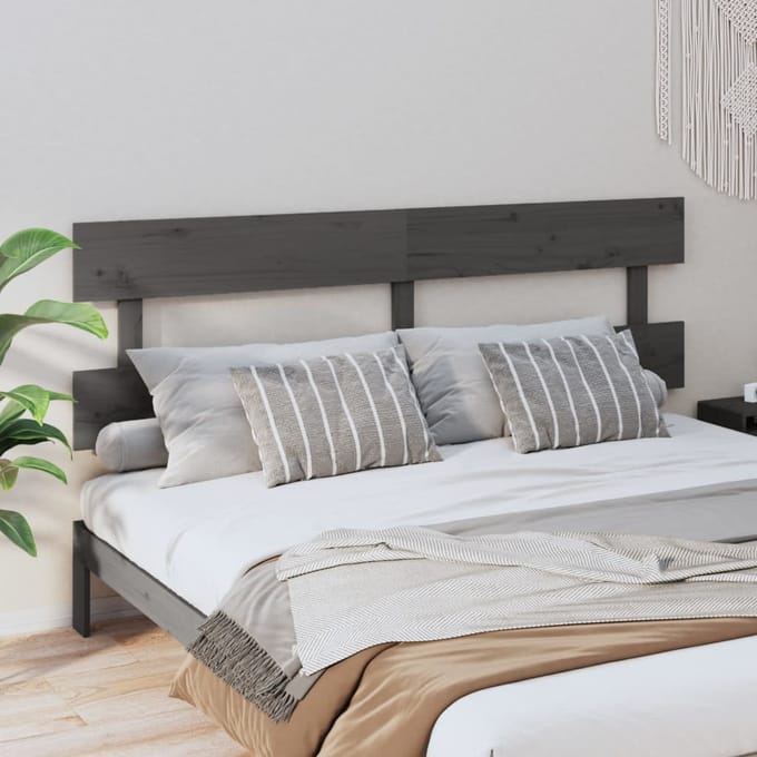 vidaXL - Hoofdbord - 204x3x81 - cm - massief - grenenhout - grijs