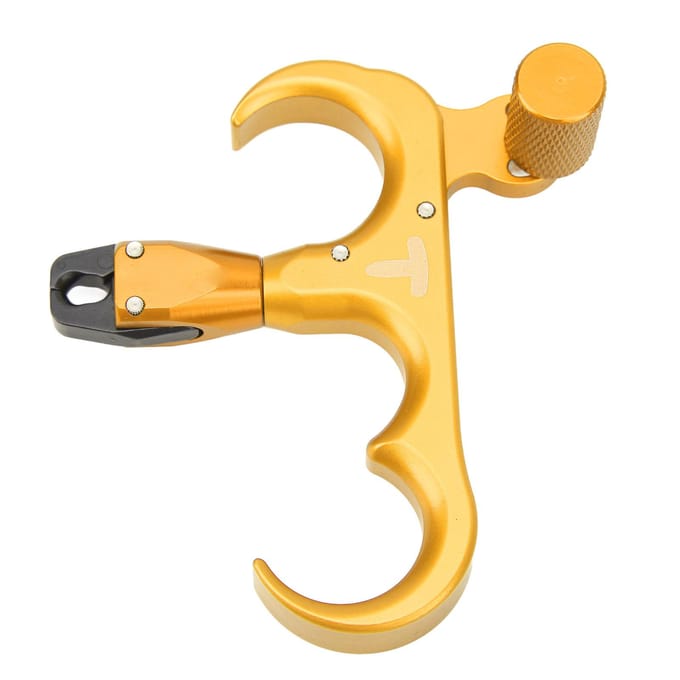 3 Vinger Handheld Boogrelease Aluminiumlegering Duimrelease voor Compoundboog Verstelbaar 360 Graden zwart