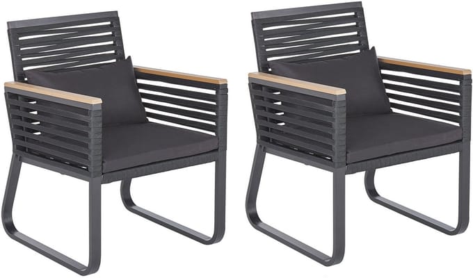 CANETTO - Tuinstoel set van 2 - Zwart - Aluminium