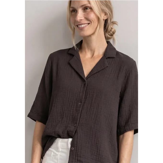 Mousselineblouse met bowlingkraag
