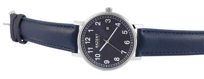 AKZENT Herenhorloge imitatieleer Muzab, Mineralglas