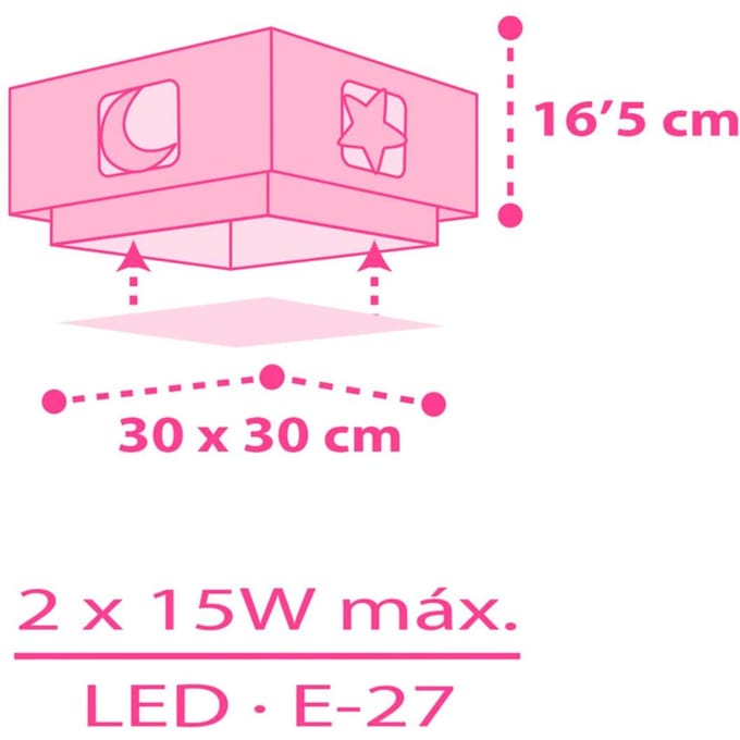 Dalber kinderkamer-plafondlamp MOONLIGHT, roze, 1-lamp